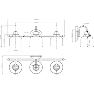 WL0003-3-02 3 Light Dimmable LED Vanity Light Modern Wall Sconces (Silver)