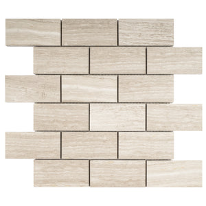 TWOBEG-01 2x4 Wooden Beige Brick Subway Tile Mosaic Sheet