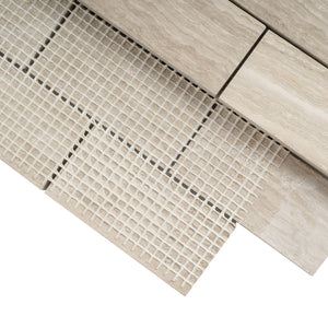 TWOBEG-01 2x4 Wooden Beige Brick Subway Tile Mosaic Sheet