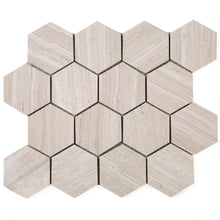 TWOBEG-02 3" Hexagon Wooden Beige Mosaic Tile Sheet