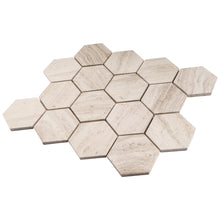 TWOBEG-02 3" Hexagon Wooden Beige Mosaic Tile Sheet