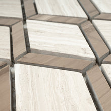 TWOBEG-06 Diamond Wooden Beige Marble Mosaic Tile