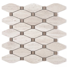 TWOBEG-07 Diamond Long Octagon Wooden Beige Marble Mosaic Tile